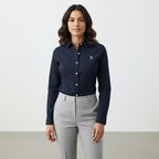 Women’S Slim Fit Cotton Oxford Shirt – Acute Collar With Embroidery