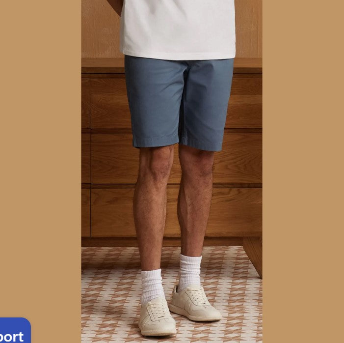 Cotton Twill Mid Rise Slim Triple Elastic Waist Bermuda