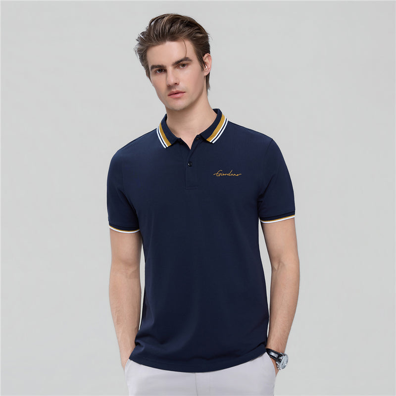Men’S Slim Pique Polo With Contrast Collar & Signature Embroidery