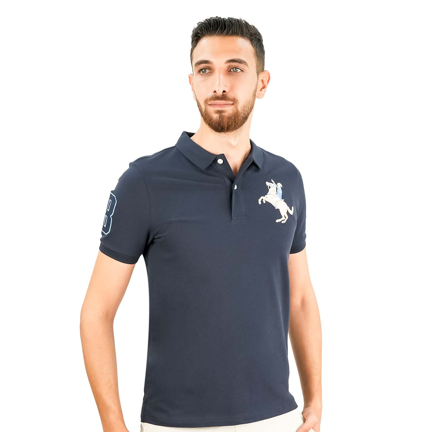 Men's Slim Fit Cotton Short Sleeve Napoleon Polo