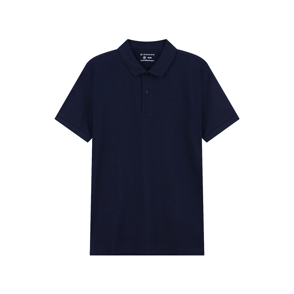Men’s Slim Solid Pique Cotton Lycra Polo with Flat Knit Collar & Soft Finish