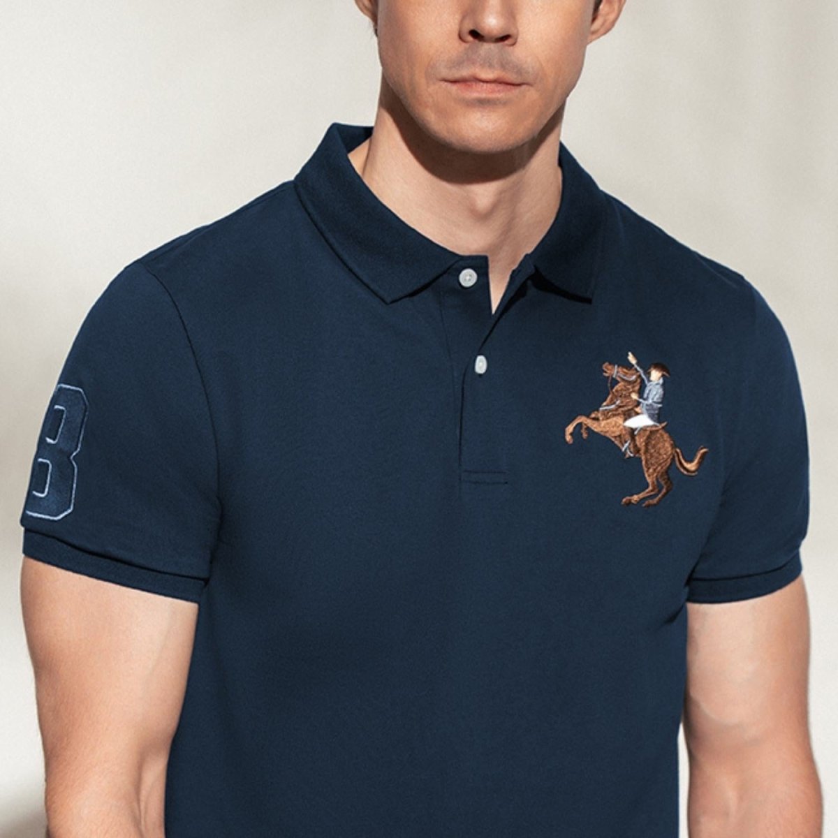 Men’s Slim Fit Napoleon Embroidery Lycra Pique Polo