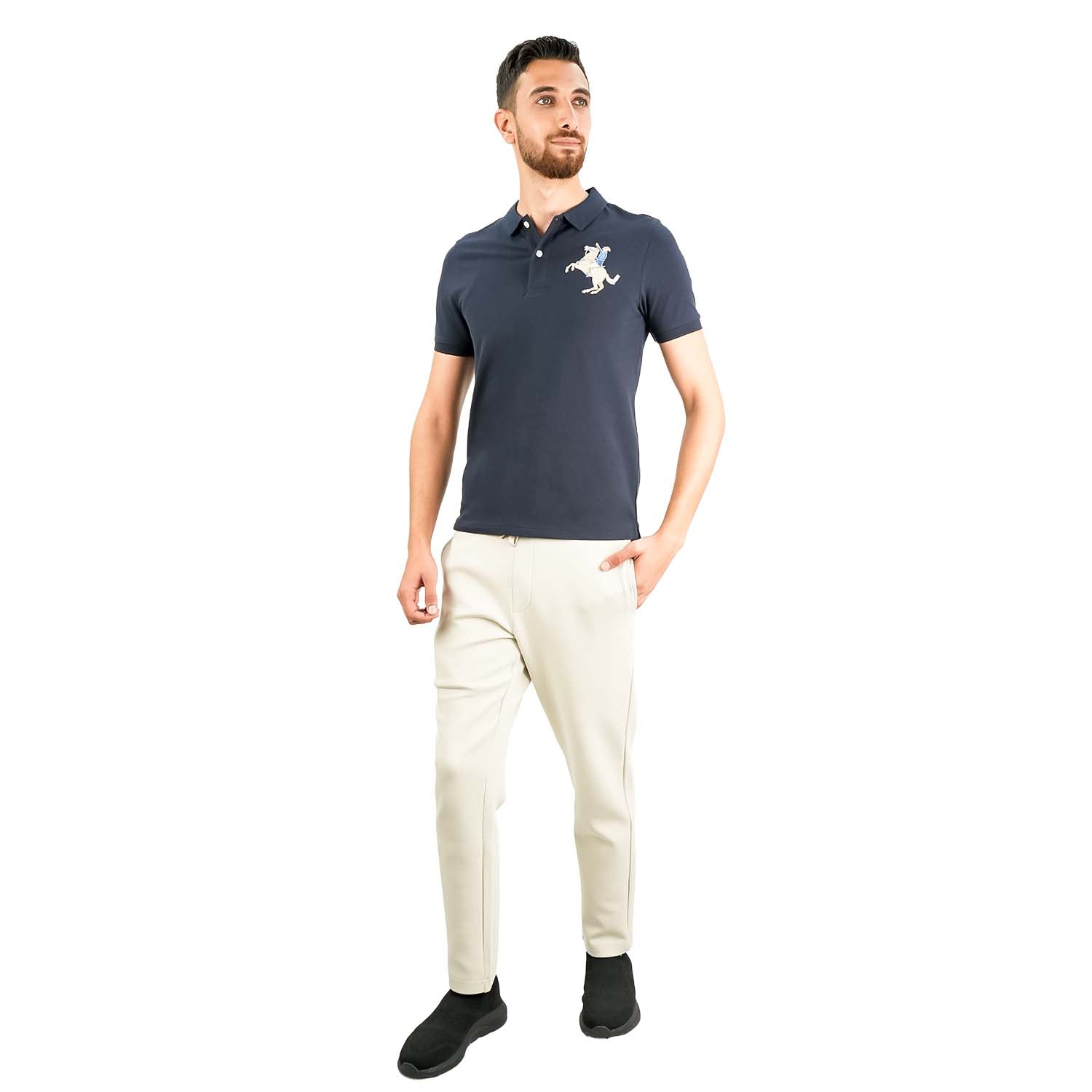 Men's Slim Fit Cotton Short Sleeve Napoleon Polo