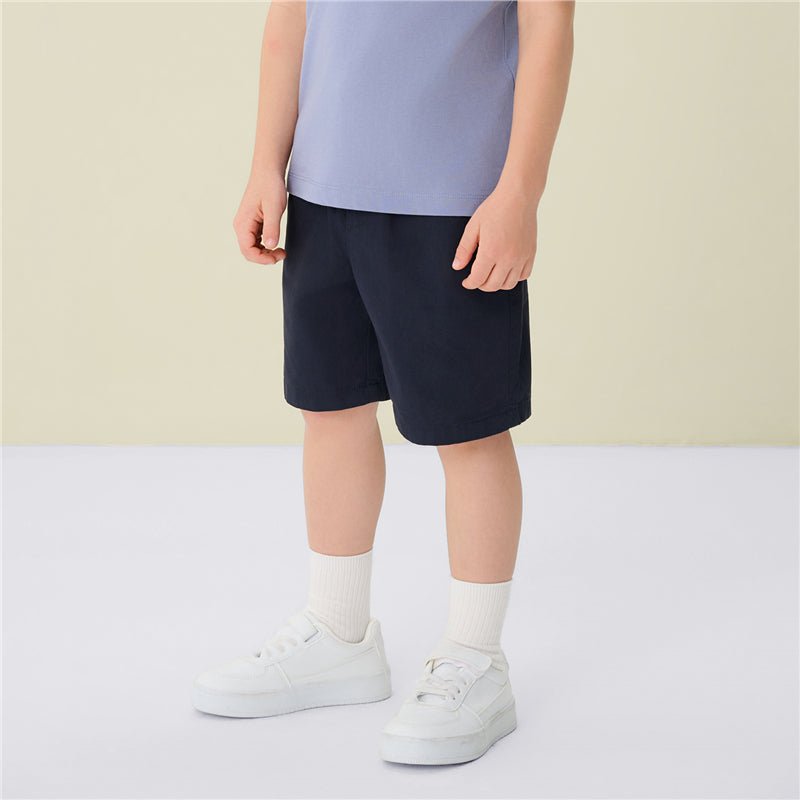 Kid's Cotton Twill Drawstring Shorts With Elastic Waist