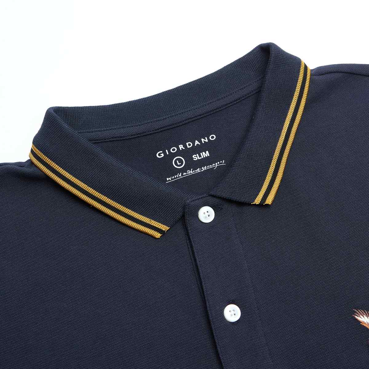 Men's Knit Collar Short Sleeve Slim Fit Embroidered Polo