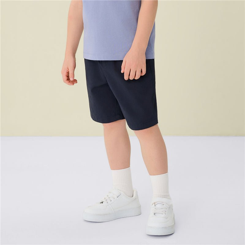 Kid's Cotton Twill Drawstring Shorts With Elastic Waist