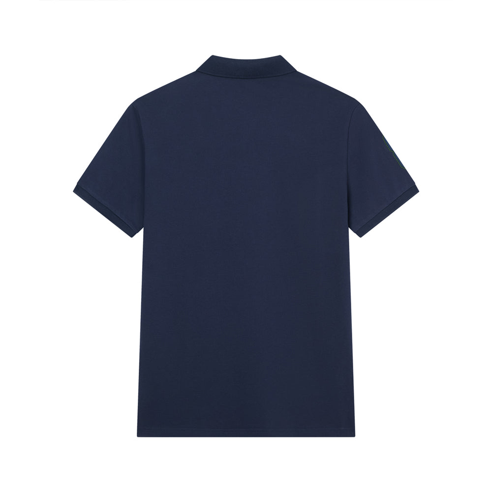 Men's Slim Fit 3D Lion Embroidery Lycra Pique Polo