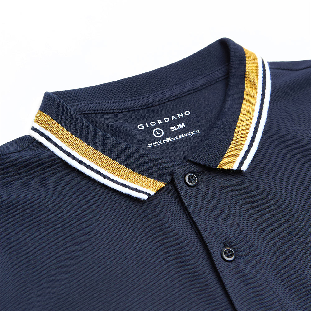 Men’S Slim Pique Polo With Contrast Collar & Signature Embroidery
