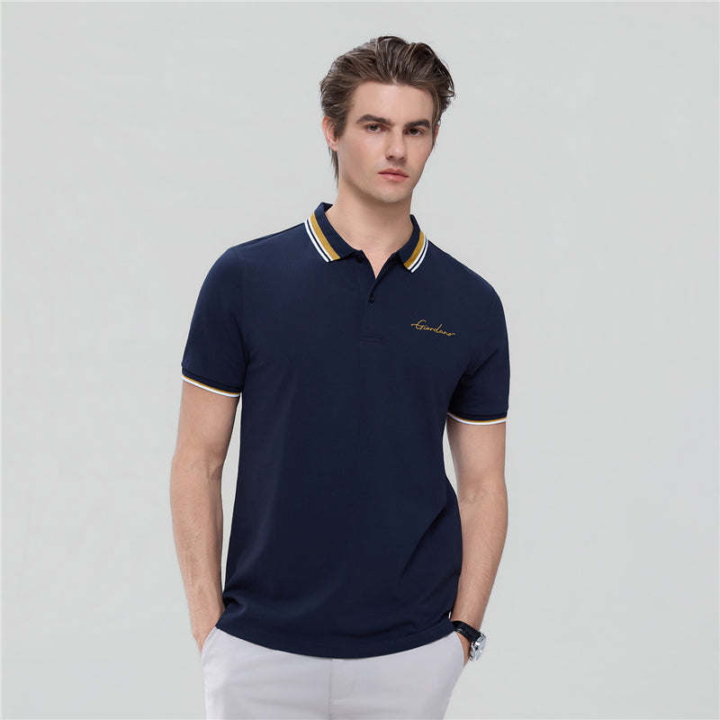 Men’S Slim Pique Polo With Contrast Collar & Signature Embroidery