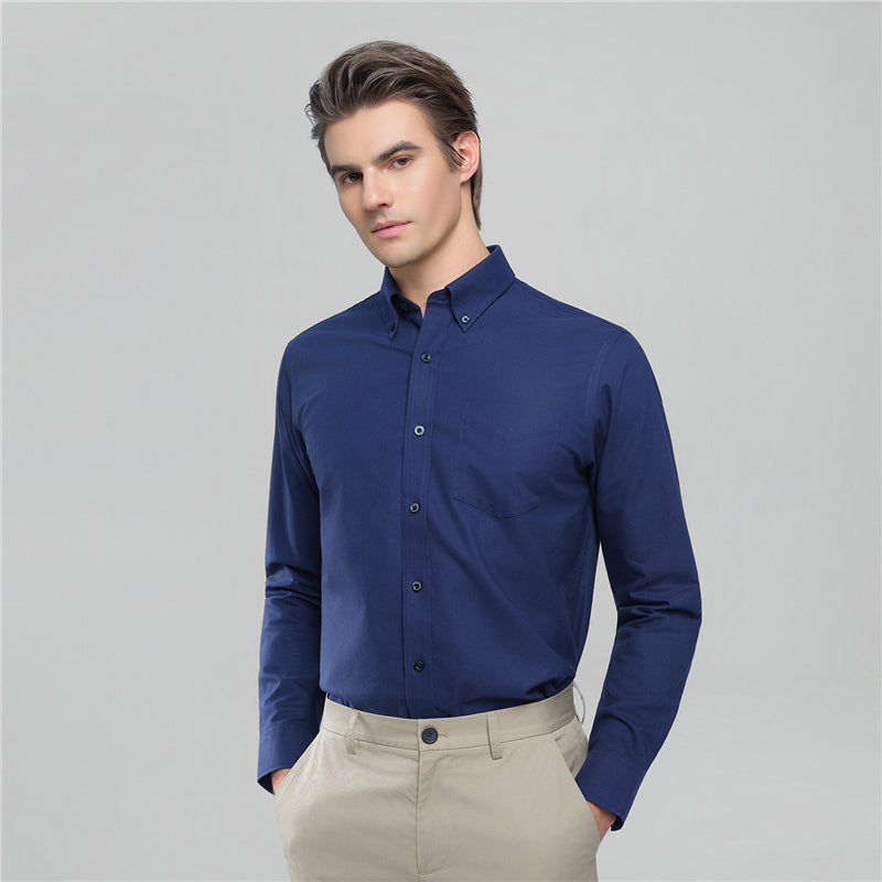 Men’s Cotton Long-Sleeve Wrinkle-Free Shirt