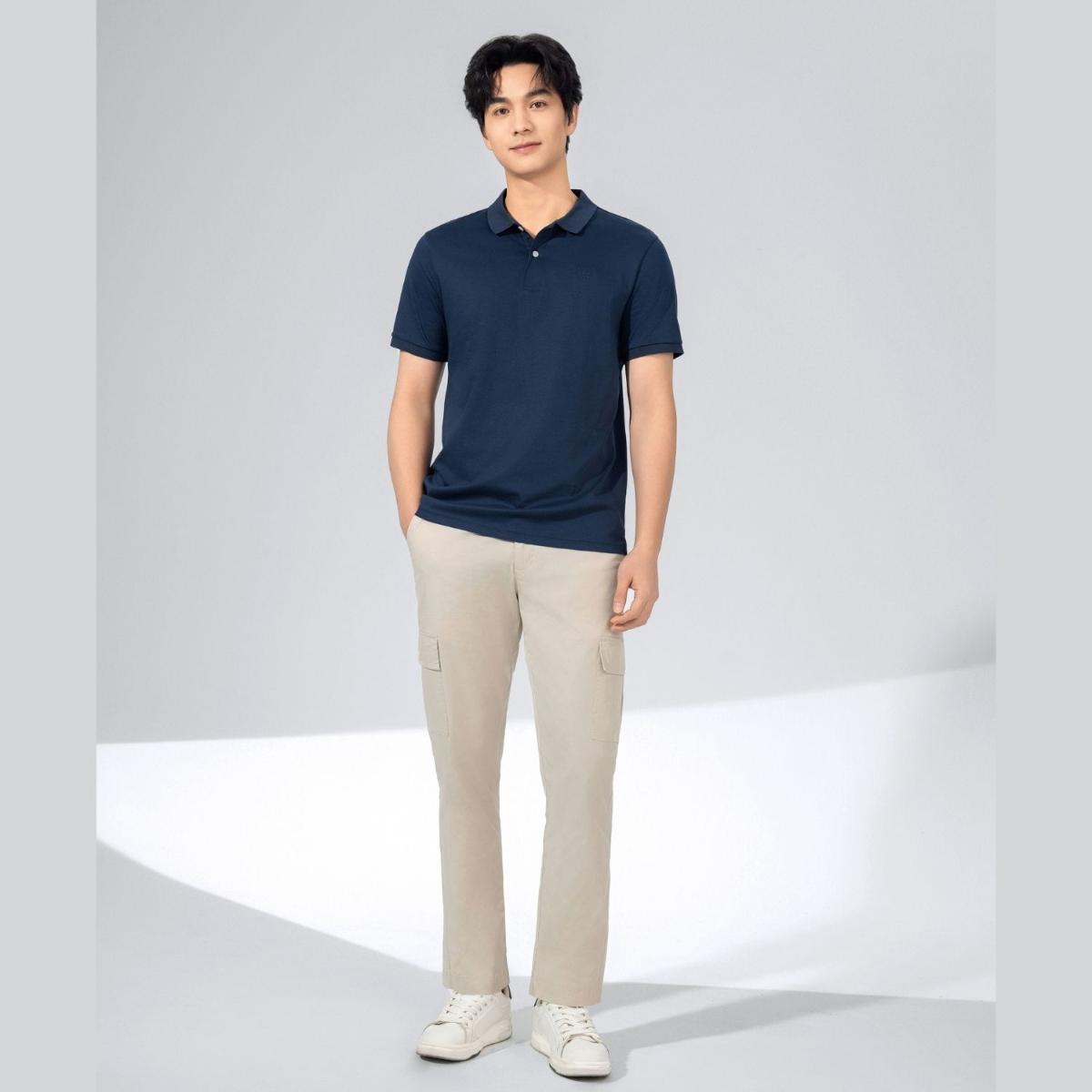 Cotton Interlock Flat Knit Color Short Sleeve Slim Embroidered Solid Polo (Liquid Touch)