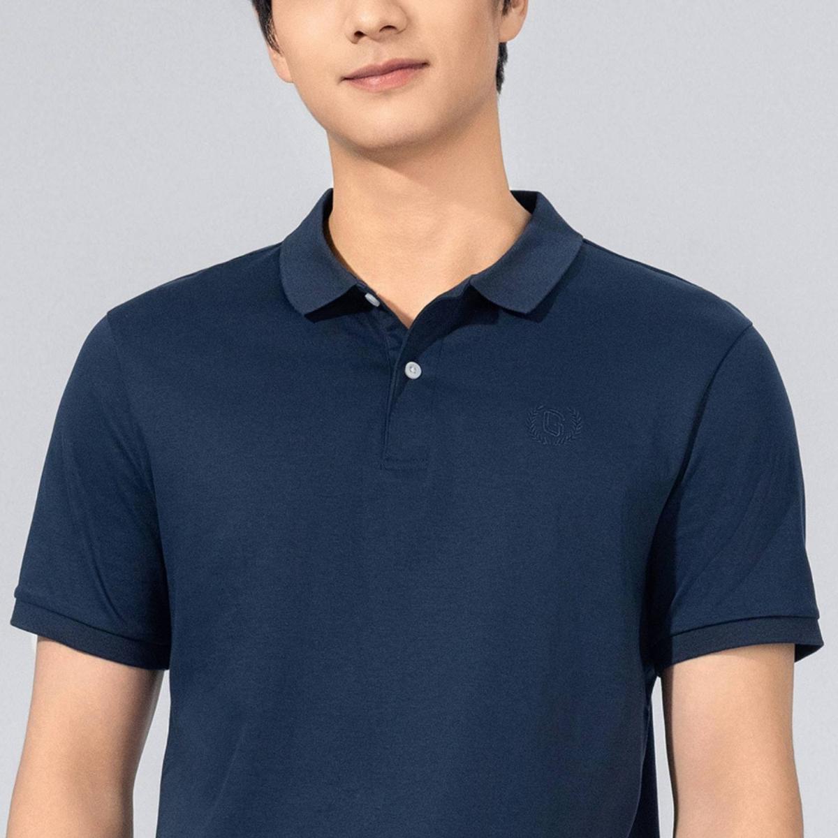 Cotton Interlock Flat Knit Color Short Sleeve Slim Embroidered Solid Polo (Liquid Touch)