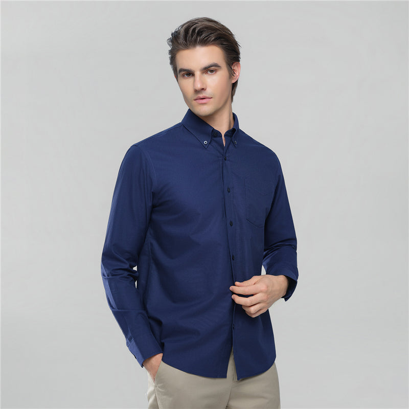 Men’s Cotton Long-Sleeve Wrinkle-Free Shirt