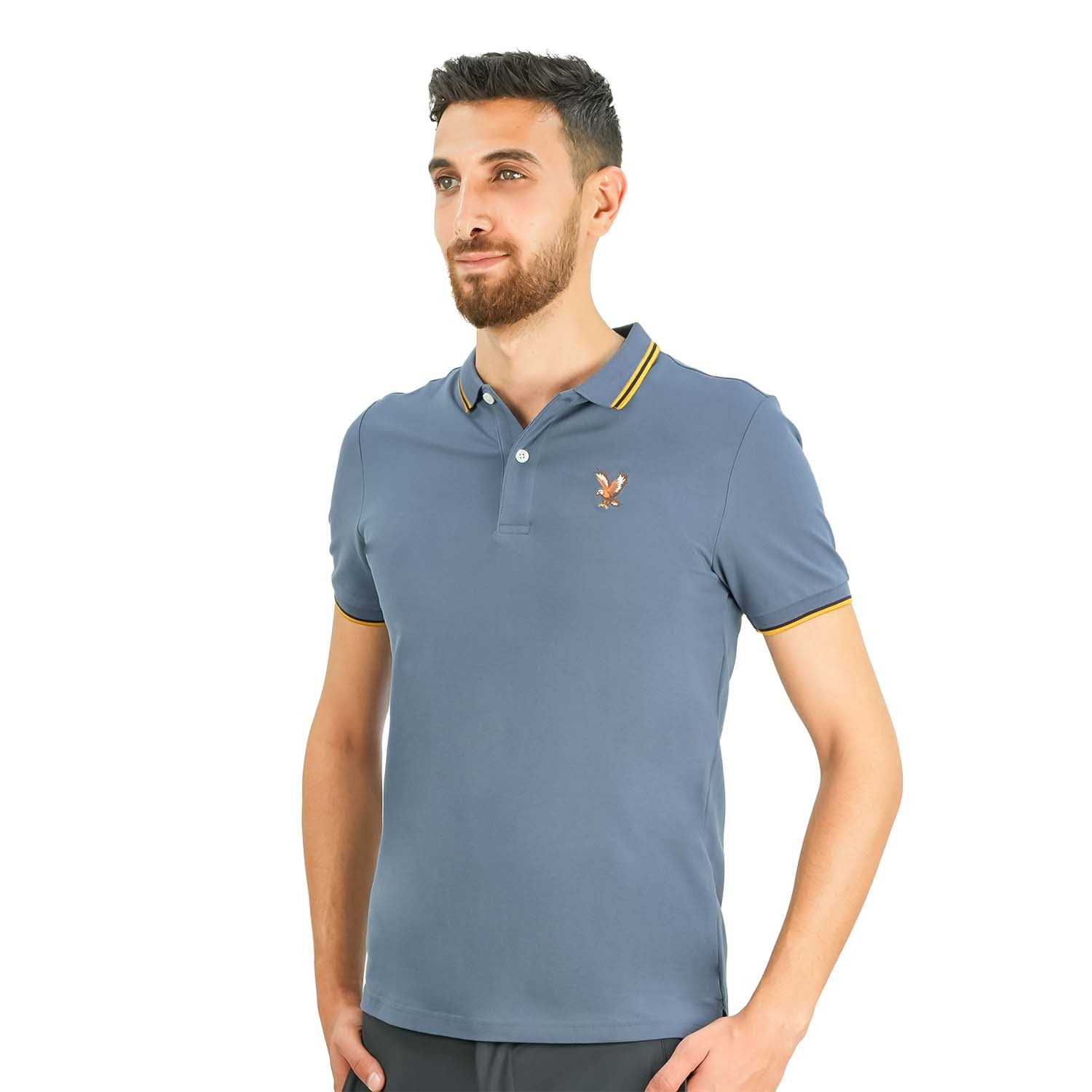 Men's Cotton Lycra Pique Polo - Slim Fit, Eagle Embroidery
