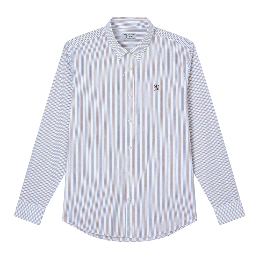 Men's Cotton Slim Oxford Shirt With Embroidery