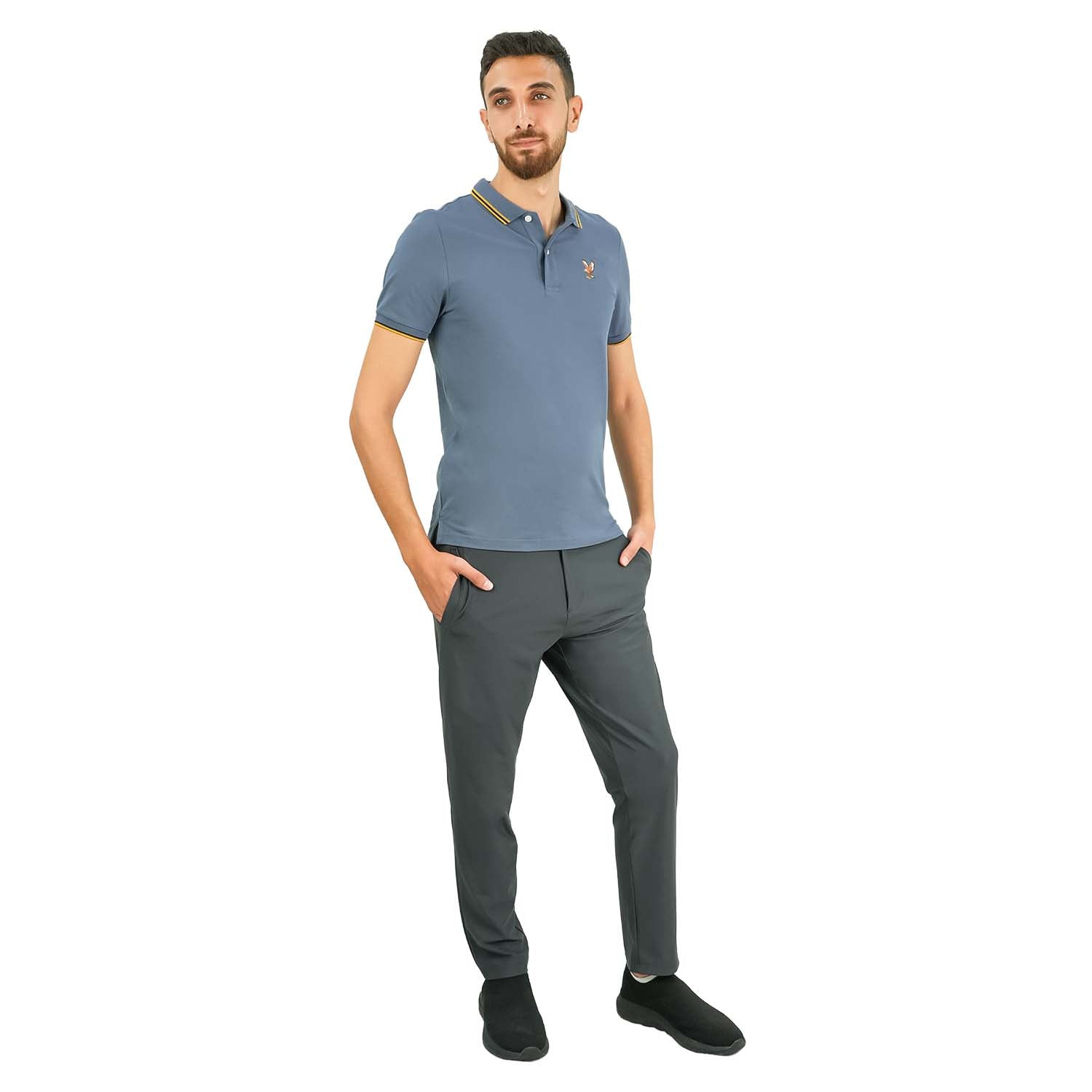 Men's Cotton Lycra Pique Polo - Slim Fit, Eagle Embroidery