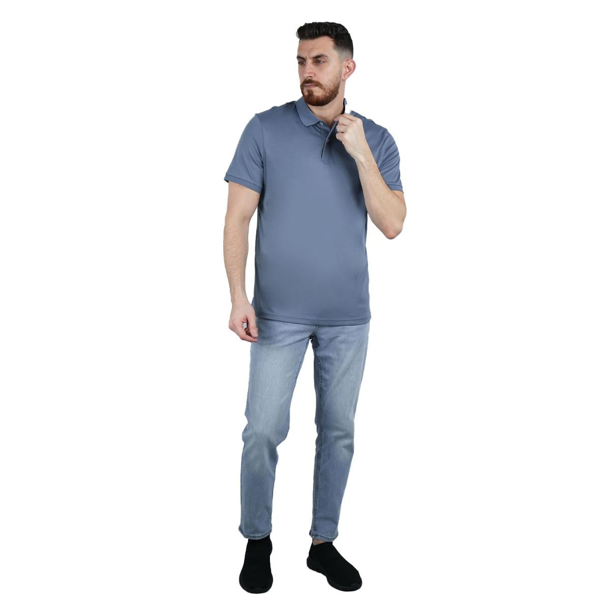 Cotton Interlock Flat Knit Color Short Sleeve Slim Embroidered Solid Polo (Liquid Touch)