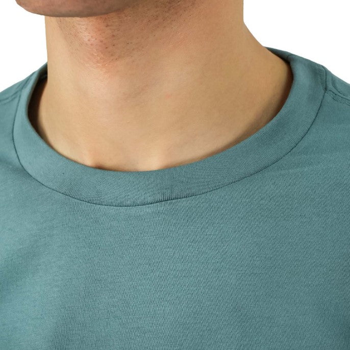 تي شيرت قطني جيرسي بطبعة نحيفة وأكمام قصيرة ورقبة دائرية