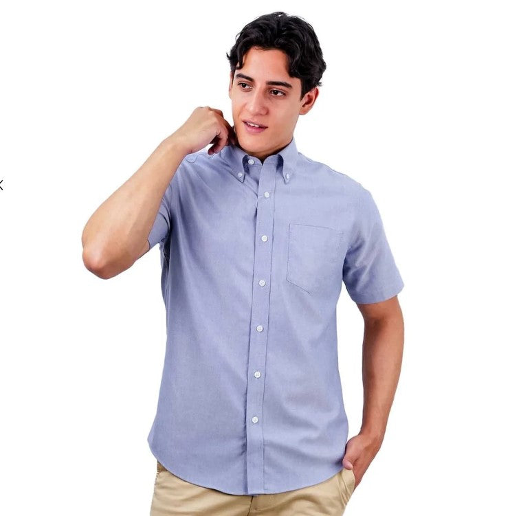 Men's Wrinkle-Free Short Sleeve Cotton Oxford Shirt