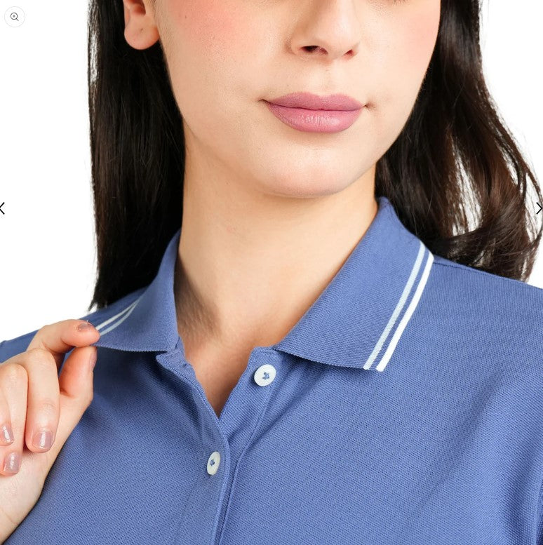 Woman Cotton/Lycra Pique Flat Kint Color Short Sleeve Clase Slim Solid Polo