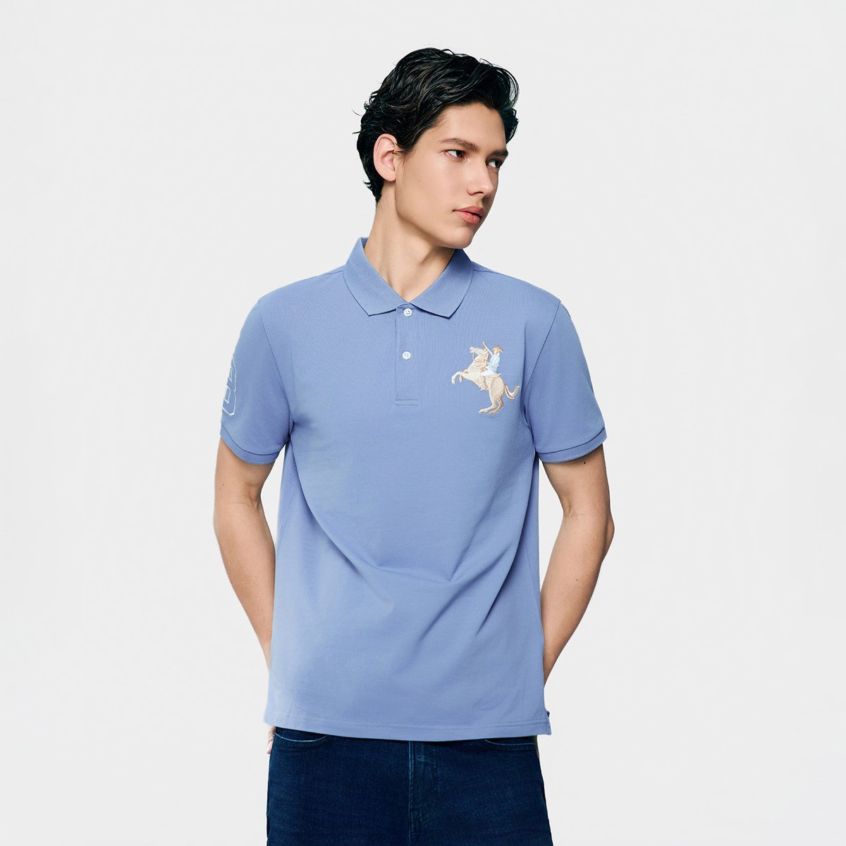 Men’s Slim Fit Napoleon Embroidery Lycra Pique Polo