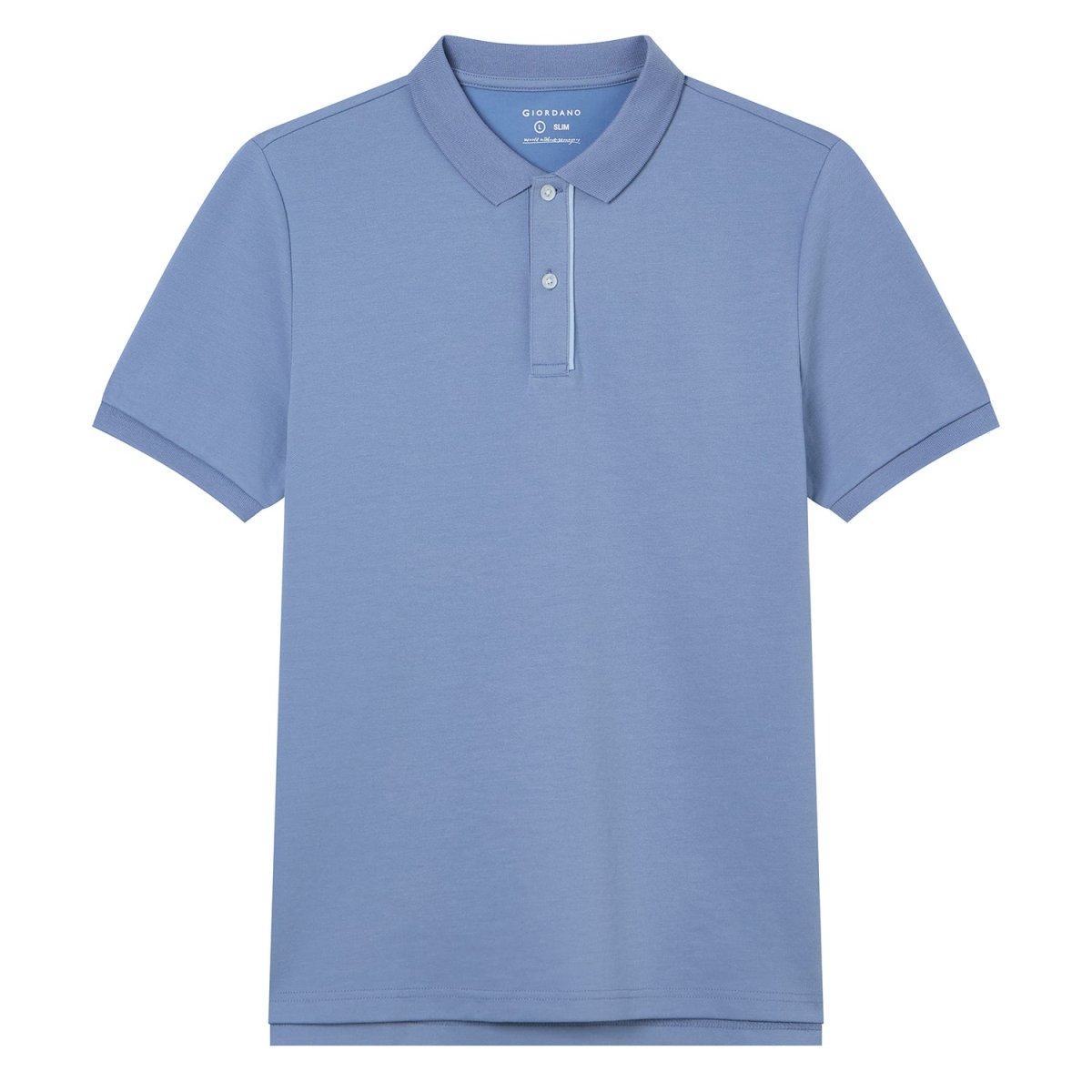 Men's Slim Fit Cool Touch Cotton Nylon Pique Flat Knit Collar Solid Polo