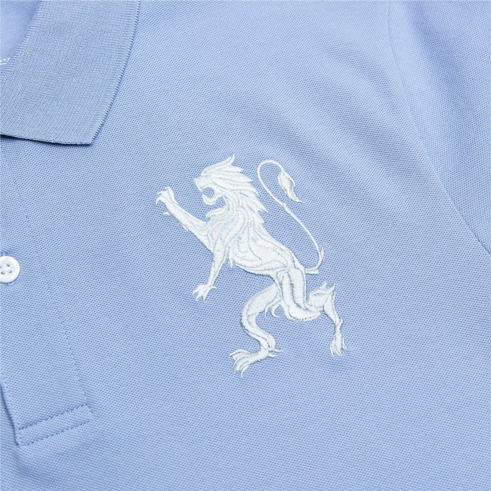 Men’s Slim Fit 3D Lion Embroidery Lycra Pique Polo