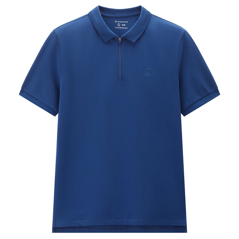 Men's Slim Fit Small Lion Zipper Polo