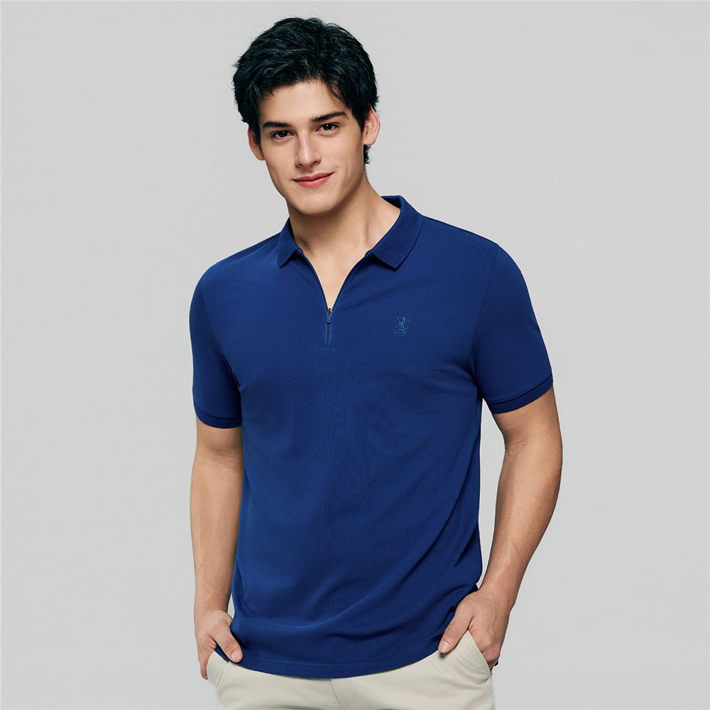 Men's Slim Fit Small Lion Zipper Polo