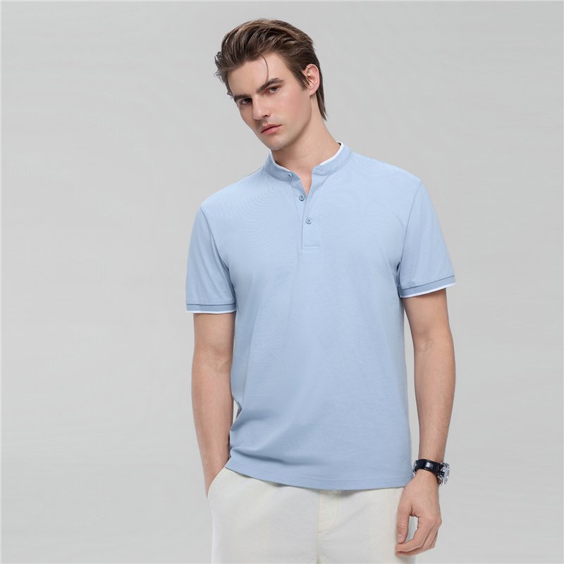 Men's Cotton Jersey Henley Short Sleeve Slim Fit Tee