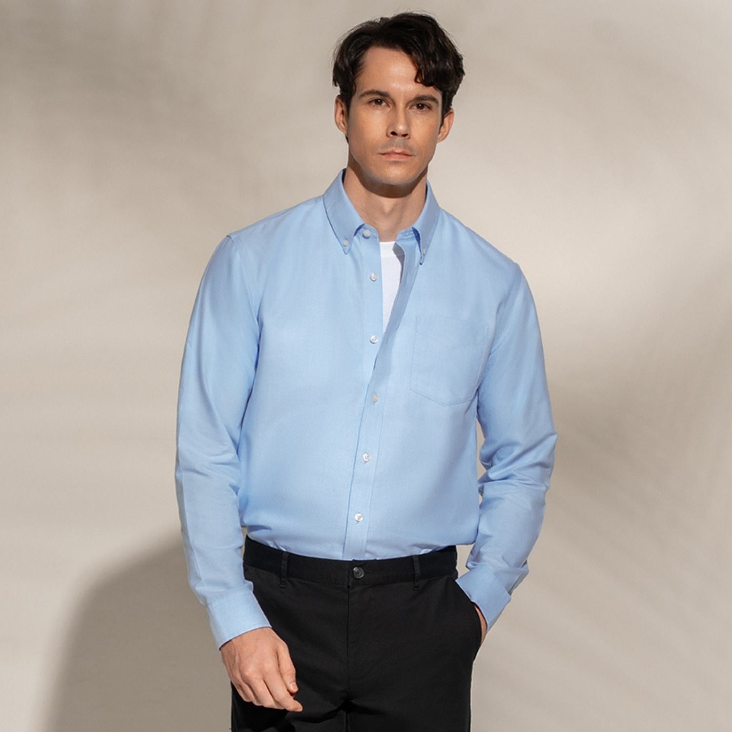 Men’s Cotton Long-Sleeve Wrinkle-Free Shirt