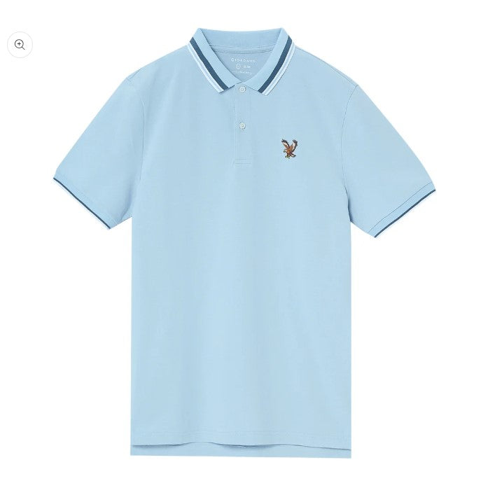 Men's Cotton Lycra Pique Polo - Slim Fit, Eagle Embroidery