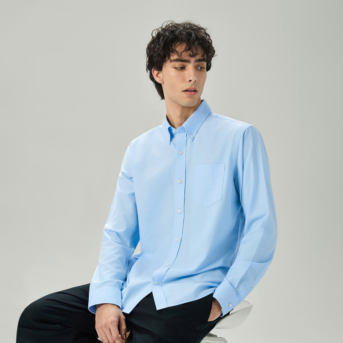 Men’s Cotton Long-Sleeve Wrinkle-Free Shirt