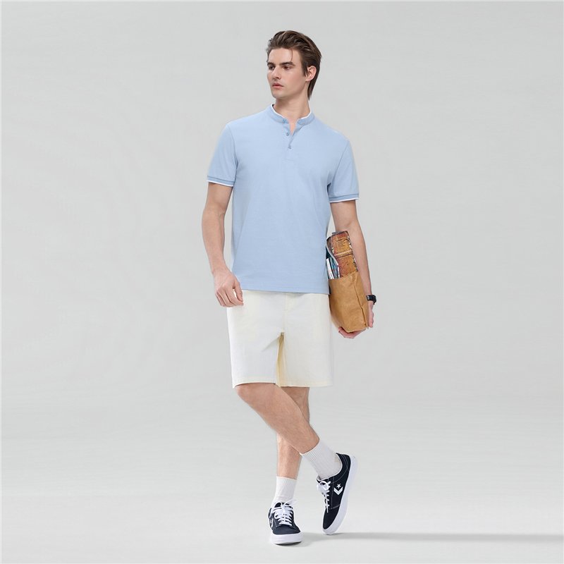 Men's Cotton Jersey Henley Short Sleeve Slim Fit Tee