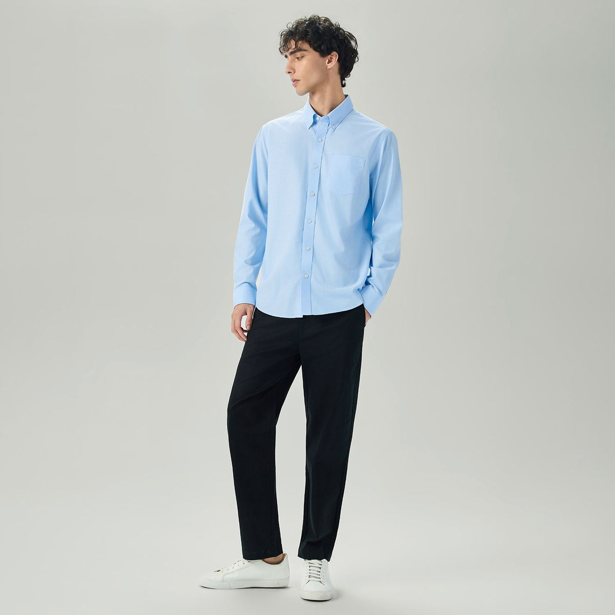Men’s Cotton Long-Sleeve Wrinkle-Free Shirt