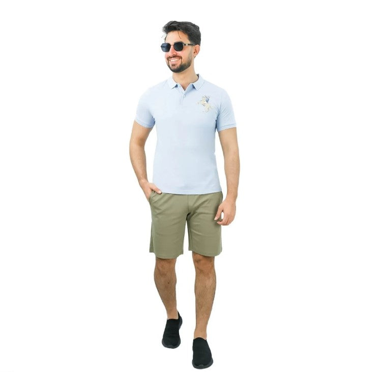 Men's Slim Fit Cotton Short Sleeve Napoleon Polo