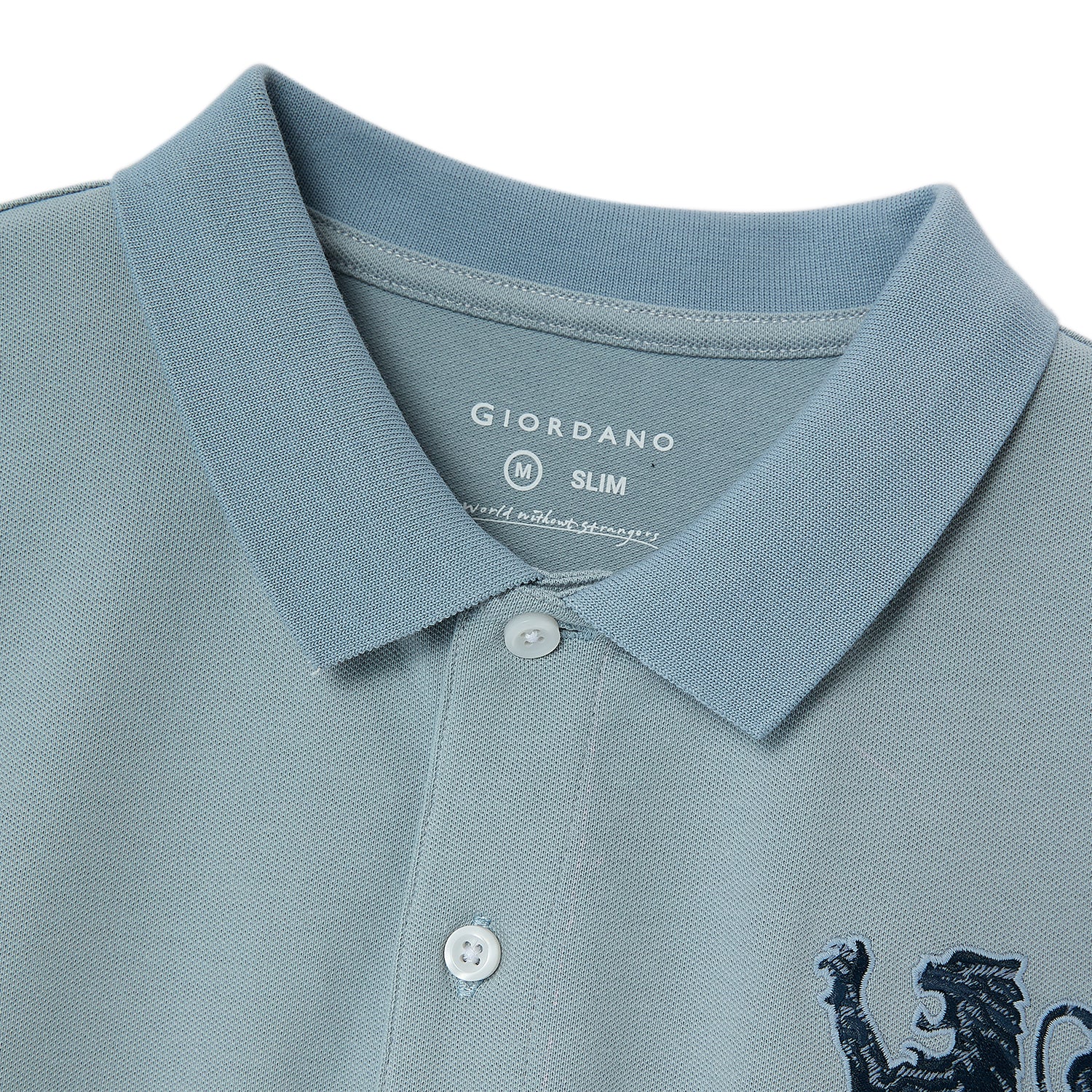 Men's 3D Lion Polo: Slim Fit, Bold Embroidery, Premium Pique