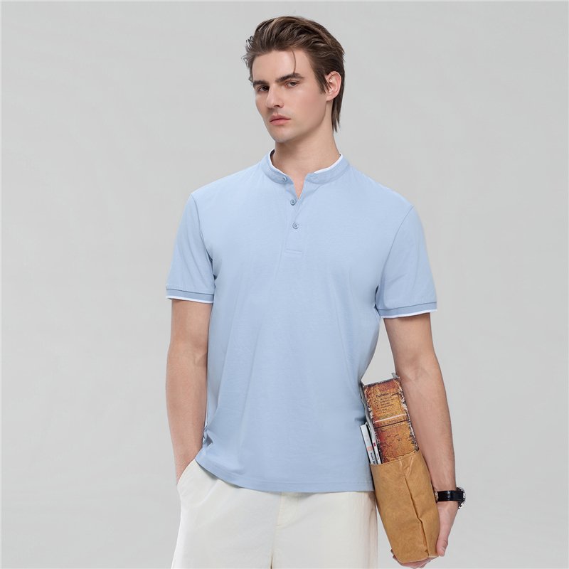 Men's Cotton Jersey Henley Short Sleeve Slim Fit Tee