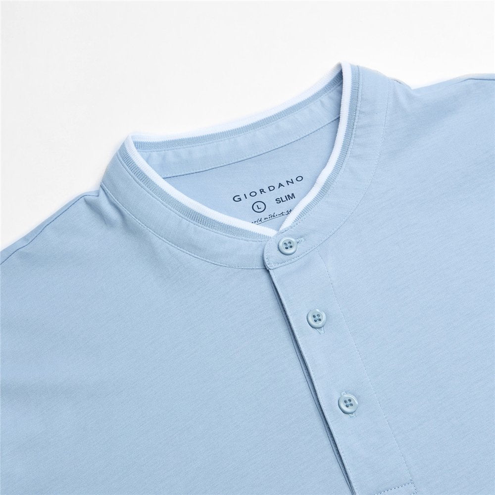 Men's Cotton Jersey Henley Short Sleeve Slim Fit Tee