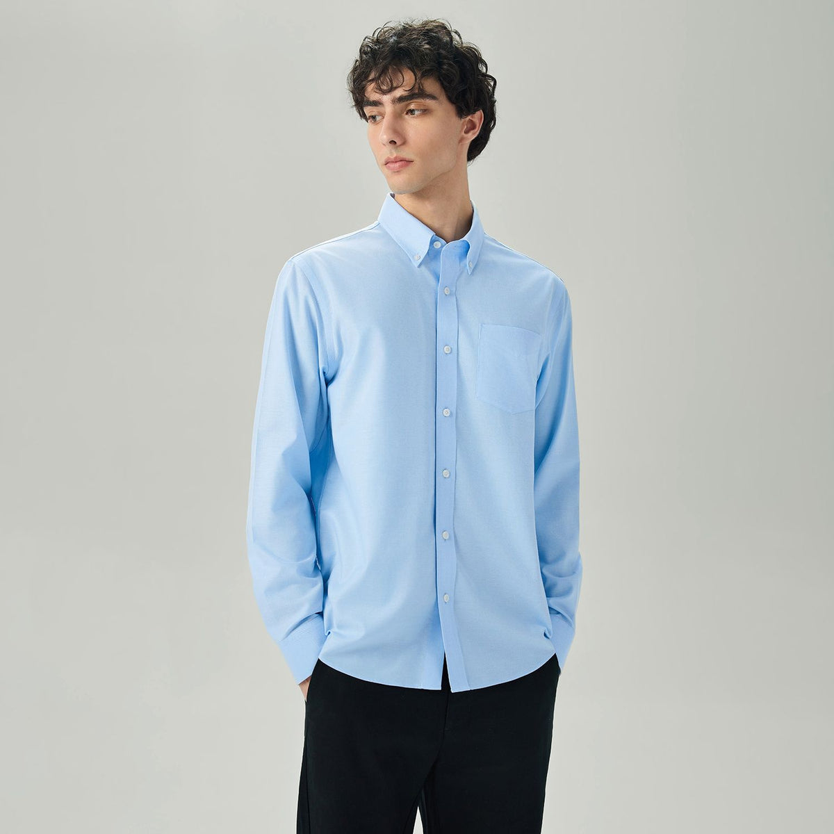 Men’s Cotton Long-Sleeve Wrinkle-Free Shirt