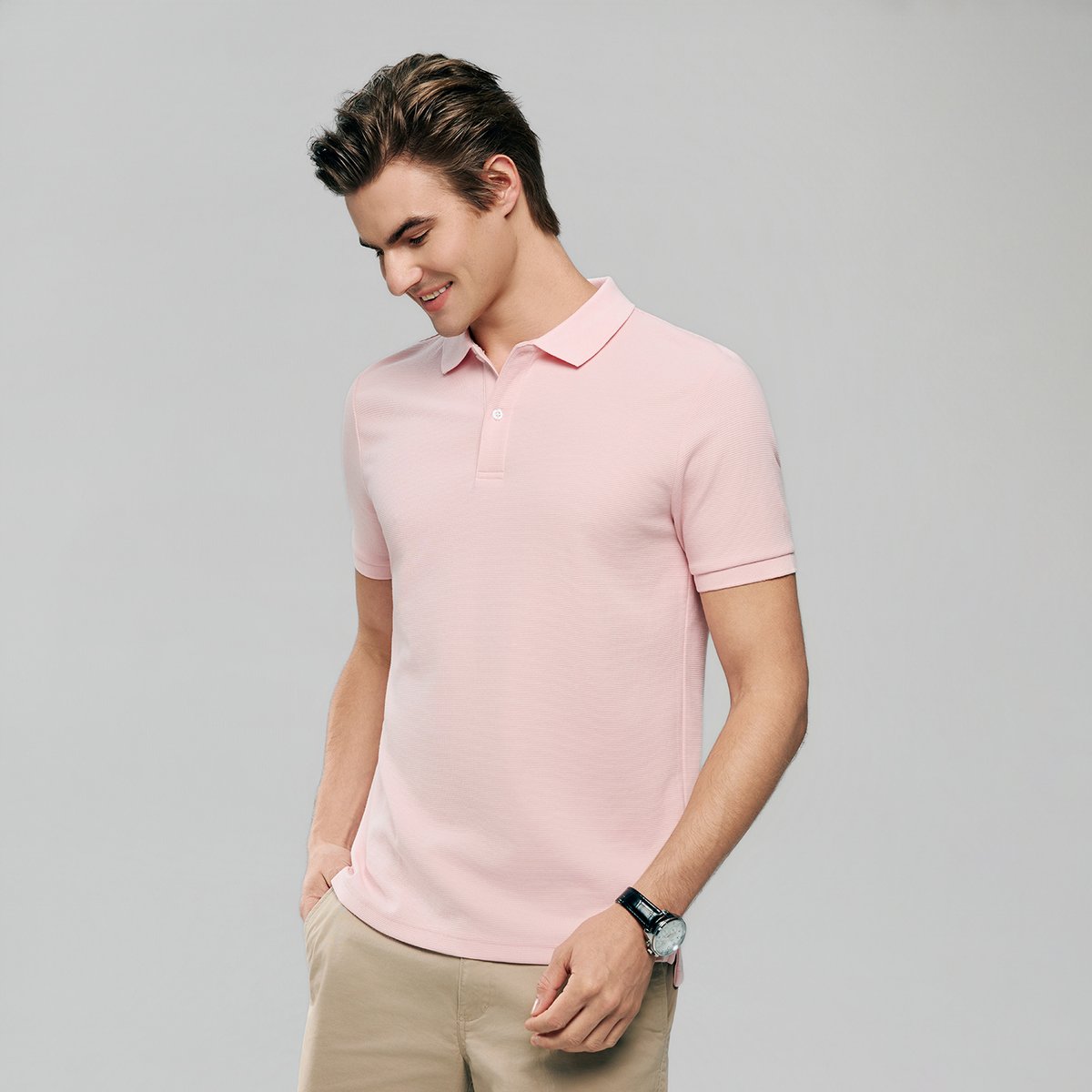 Men's Slim Waffle Knit Premium Polo