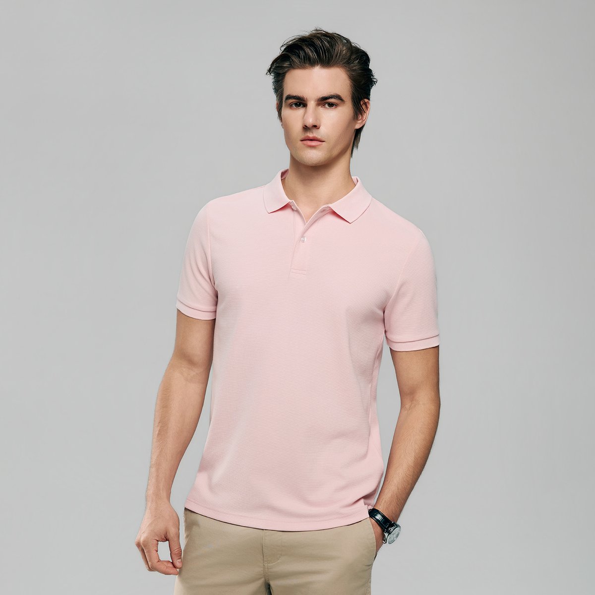 Men's Slim Waffle Knit Premium Polo