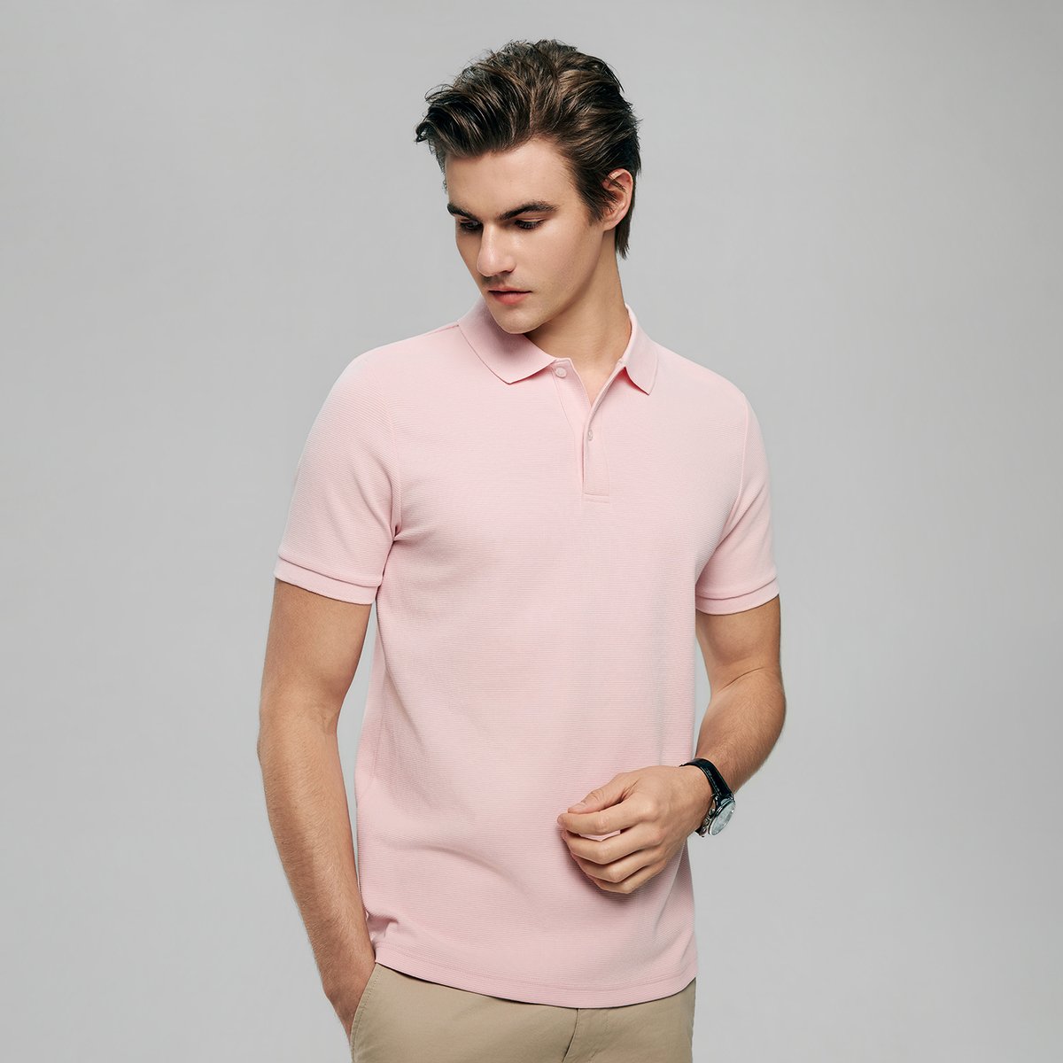 Men's Slim Waffle Knit Premium Polo