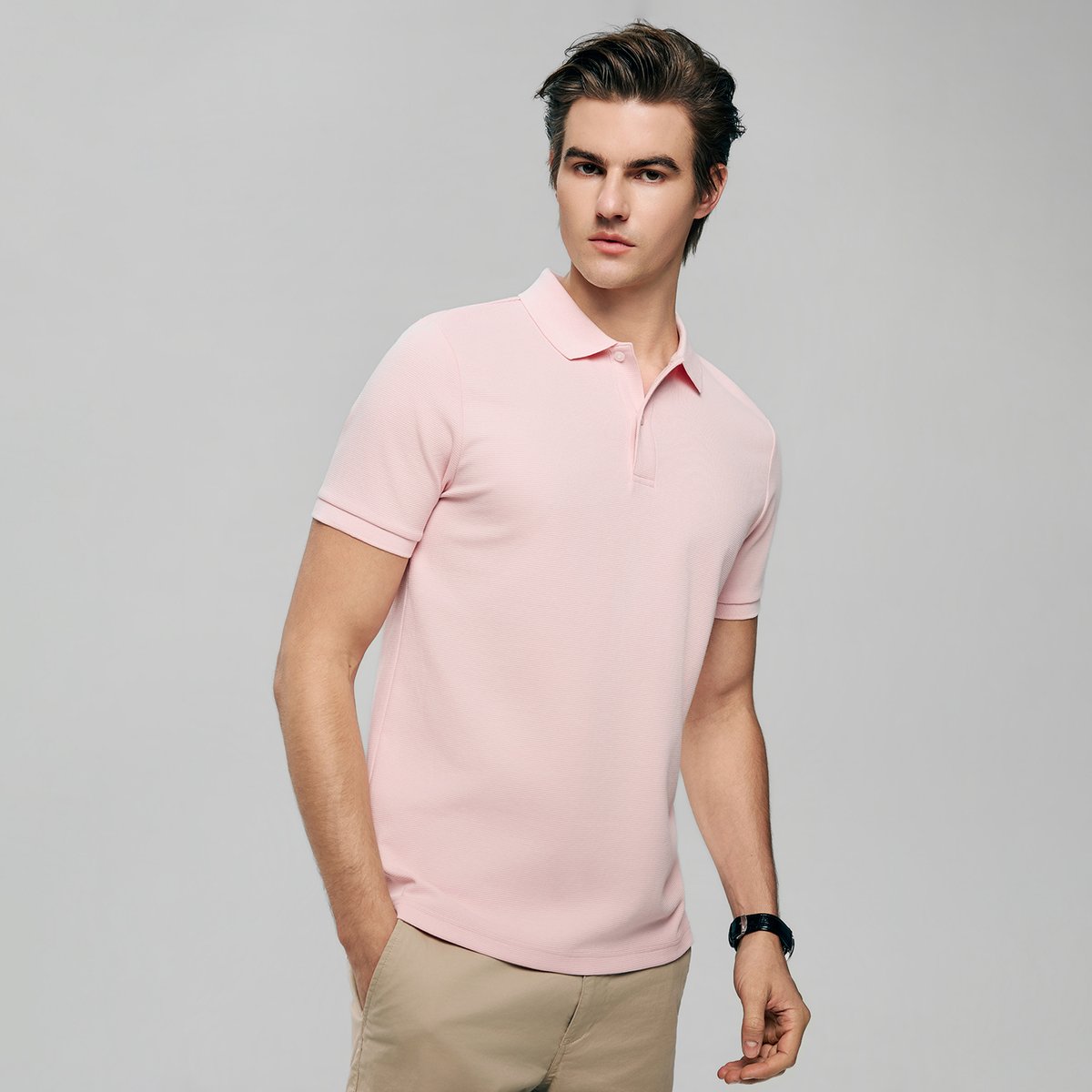 Men's Slim Waffle Knit Premium Polo