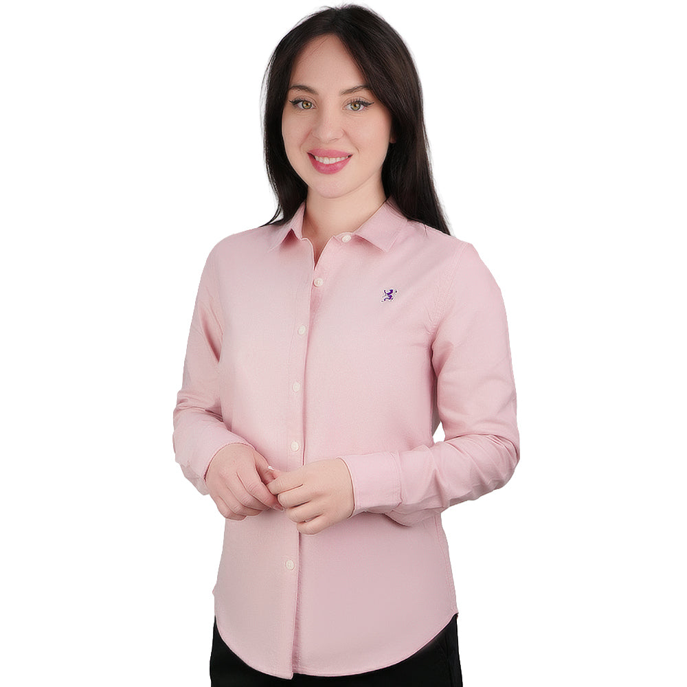Women’S Slim Fit Cotton Oxford Shirt – Acute Collar With Embroidery