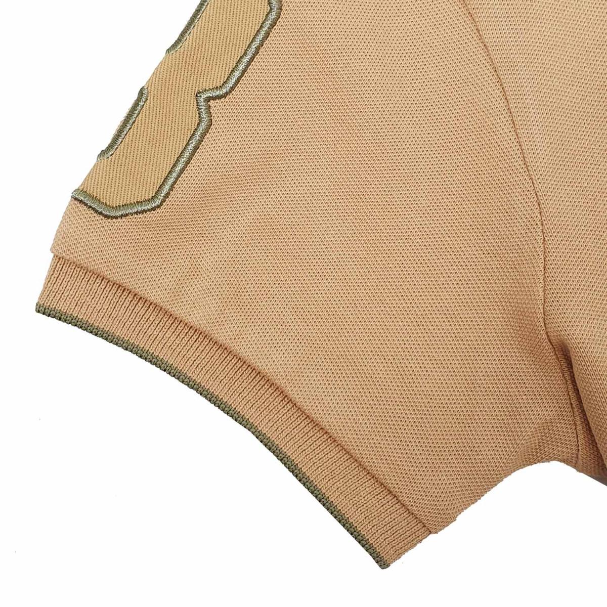 JUNIOR Cotton/Lycra Pique Knitted Collar Short Sleeve Slim Embrdry Bold Polo