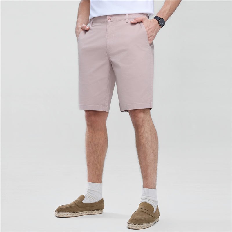 Men's Slim Twill Bermuda Shorts With Stretch Waist