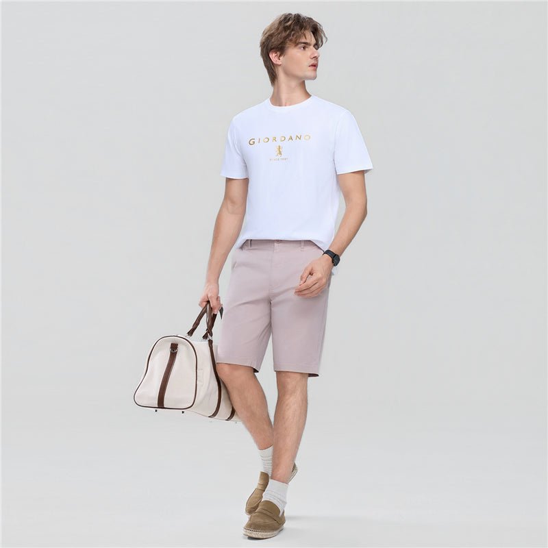 Men's Slim Twill Bermuda Shorts With Stretch Waist