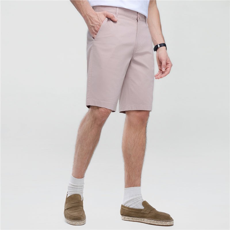 Men's Slim Twill Bermuda Shorts With Stretch Waist