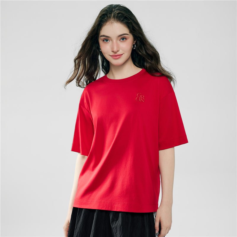Women's Embroidered Cotton Liquid Touch Tee